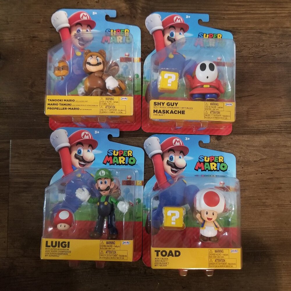 Nintendo Super Mario 4" Poseable Figures - Bundle